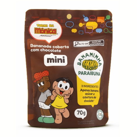 Bananinha Paraibuna Mini Turma da Mônica com Cobertura de Chocolate 70g