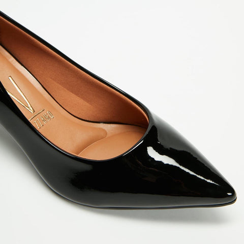 Vizzano 1122-828 Kitten Heel Pointy Toe Pump in Black Patent
