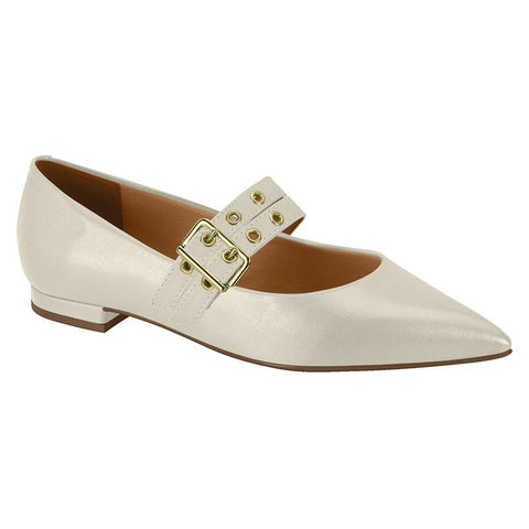 Vizzano 1206-295 Pointy Toe Studded Mary-Jane Flat in Off White