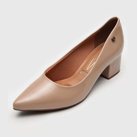 Vizzano 1220-315 Block Heel Pump in Beige Patent