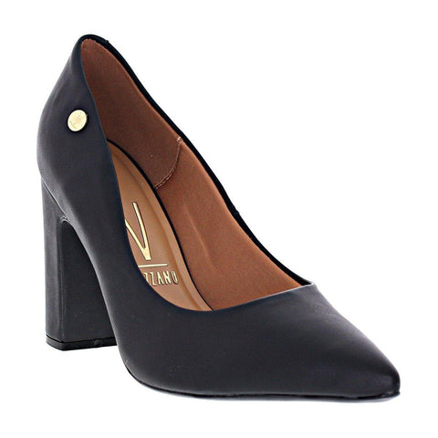 Vizzano 1285-400 Block Heel Pointy Toe Pump in Black Napa