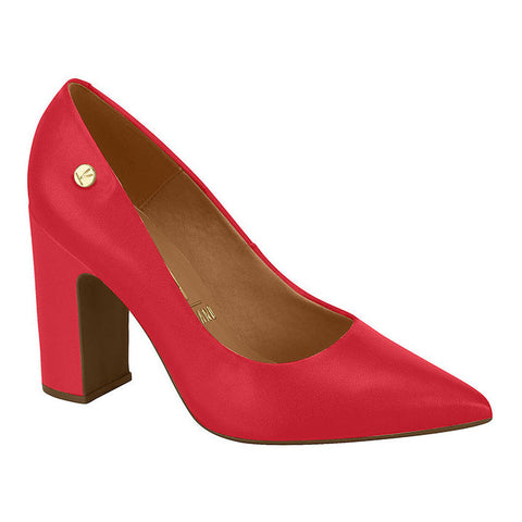 Vizzano 1285-400 Block Heel Pointy Toe Pump in Red Napa