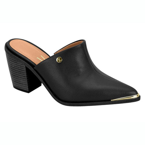 Vizzano 1323-200 Block Heel Pointy Toe Mule in Black Napa