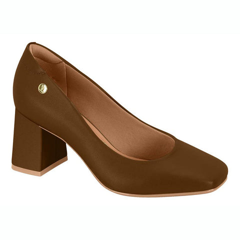 Vizzano 1446-100 Block Heel Square Toe Pump in Cappuccino Napa