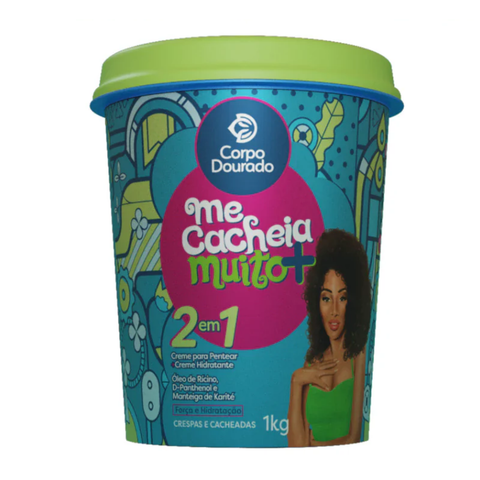 Creme de Pentear e Hidratante  2 em 1 Me Cacheia Muito + Corpo Dourado 1kg