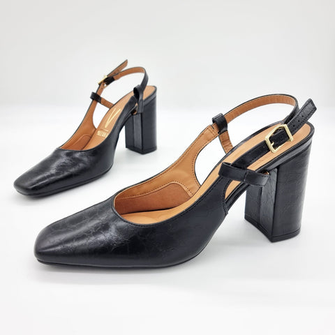 Vizzano 1428-101 Block Heel Slingback Pump in Black