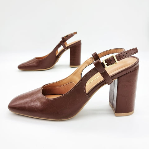 Vizzano 1428-101 Block Heel Slingback Pump in Chocolate