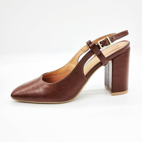 Vizzano 1428-101 Block Heel Slingback Pump in Chocolate