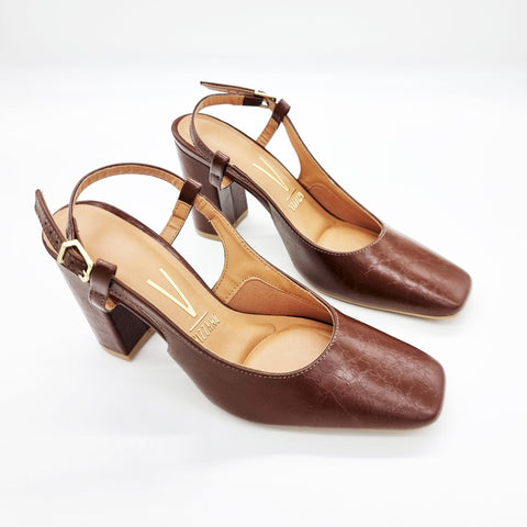 Vizzano 1428-101 Block Heel Slingback Pump in Chocolate