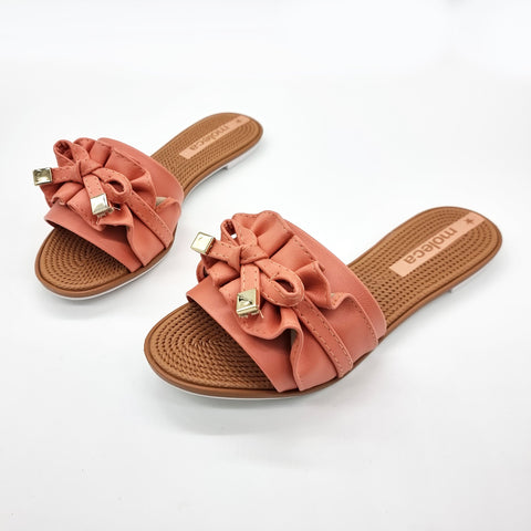 Moleca 5297-446 Ruffled Slip-on Sandal in Papaya