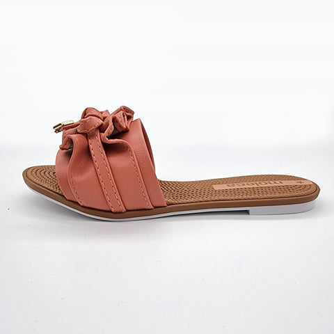 Moleca 5297-446 Ruffled Slip-on Sandal in Papaya
