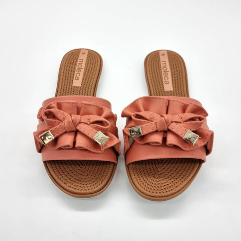 Moleca 5297-446 Ruffled Slip-on Sandal in Papaya