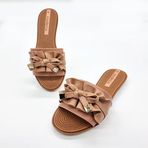 Moleca 5297-446 Ruffled Slip-on Sandal in Nude