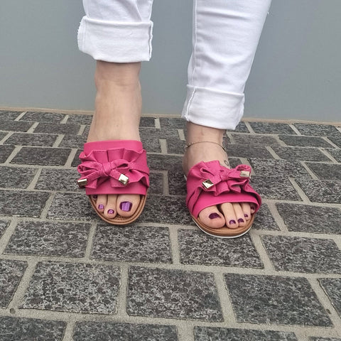 Moleca 5297-446 Ruffled Slip-on Sandal in Pink