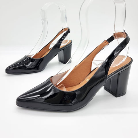 Vizzano 1290-503 Pointy Toe Slingback Pump in Black Patent