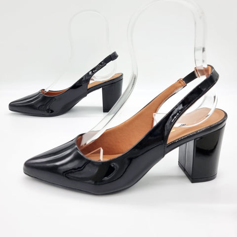 Vizzano 1290-503 Pointy Toe Slingback Pump in Black Patent