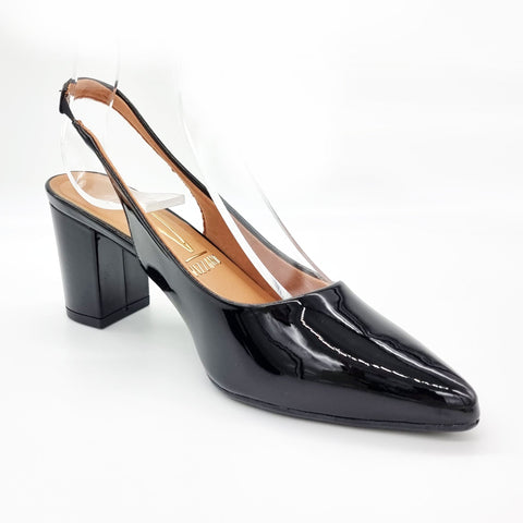 Vizzano 1290-503 Pointy Toe Slingback Pump in Black Patent