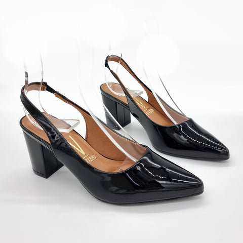 Vizzano 1290-503 Pointy Toe Slingback Pump in Black Patent