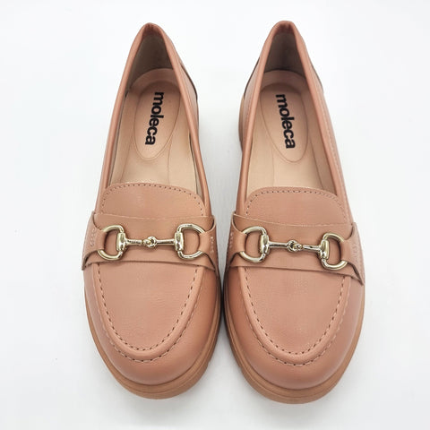 Moleca 5803-101 Round Toe Loafer Flat in Nude