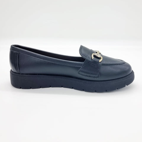 Moleca 5803-101 Round Toe Loafer Flat in Black