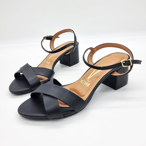 Vizzano 6291-927 Block Heel Sandal in Black Napa