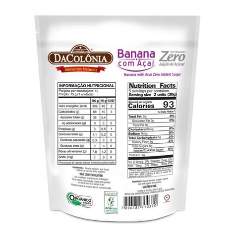 Barrinha de Banana com Açai Zero 150g DaCôlonia