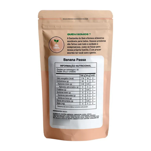 Banana Passa Sem Adição de Açúcar - 500g - Castanha do Bem