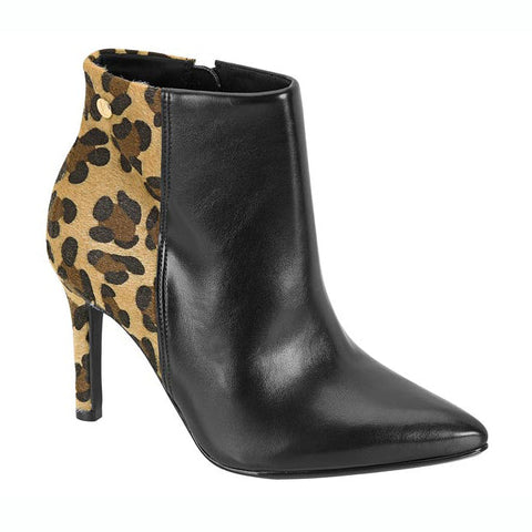 Vizzano 3049-219 Pointy Toe Stiletto Heel Ankle Boot in Black/Multi Beige