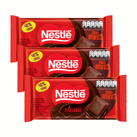 Chocolate Nestlé Meio Amargo Classic 40% Cacau 3x80g