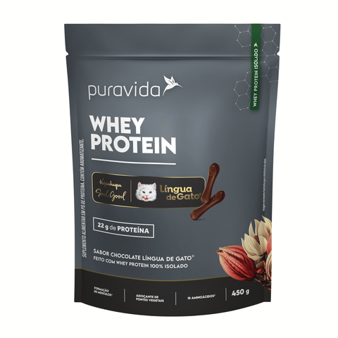 Whey Protein Isolado Puravida Chocolate Língua De Gato 450g