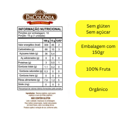 Barrinha de Banana com Açai Zero 150g DaCôlonia