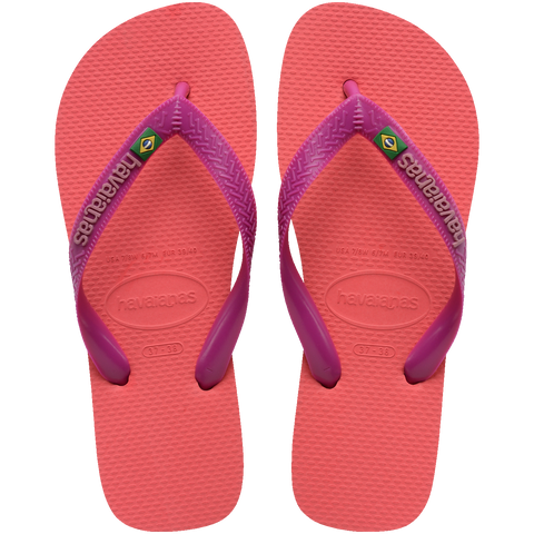 Chinelo Havaianas Brasil Logo Coral