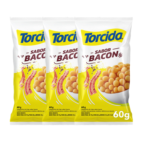 Salgadinho TORCIDA® Bacon 3x60Gr.