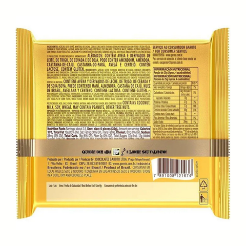 Chocolate Garoto Talento Branco com Cereais e Passas 3x85g