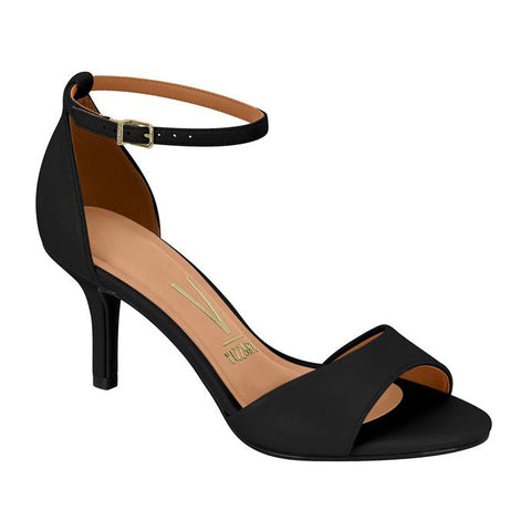 Vizzano 6524-100 Mid Heel Sandal in Black Napa