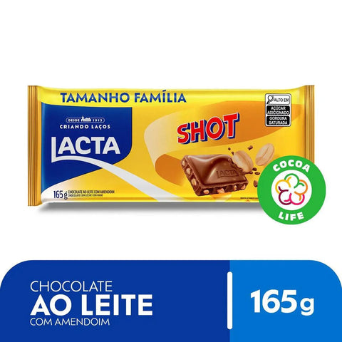 Chocolate ao leite com amendoim Shot Lacta 165g - MEUBRASILONLINE