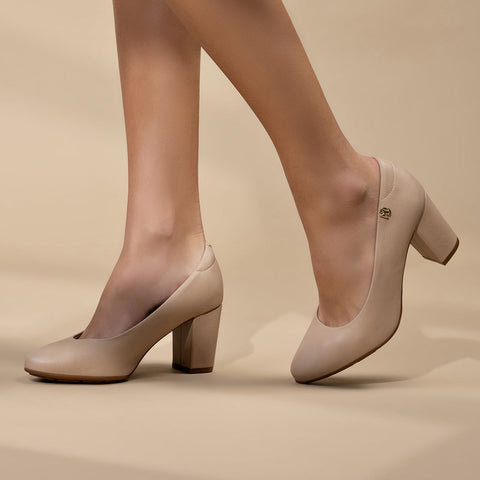 Modare 7377-105 Block Heel Pump in Beige Napa
