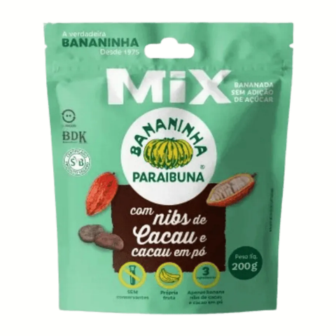Pacote Bananinha Mix com Nibs de Cacau e Cacau em Pó 200g