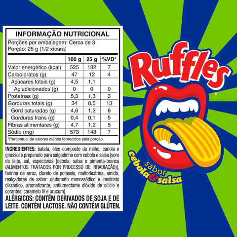 Salgadinho sabor Cebola e Salsa Ruffles Elma Chips 68g