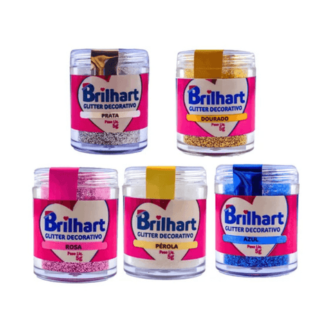 Kit 5 Glitter Comestível Para Bolo Doces Drink Culinário 5g