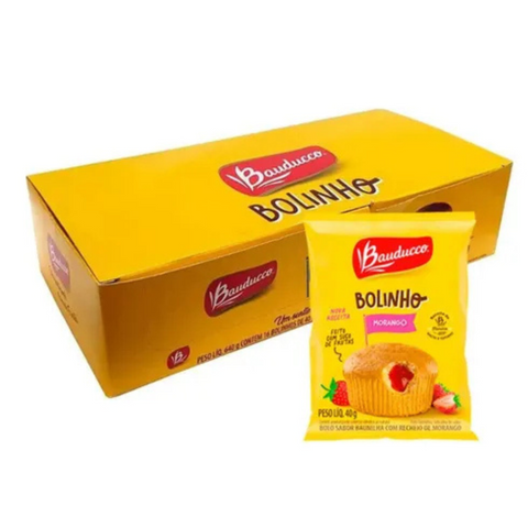 Bolinho Baunilha com Morango 40g  Bauducco Caixa 16 Unidades
