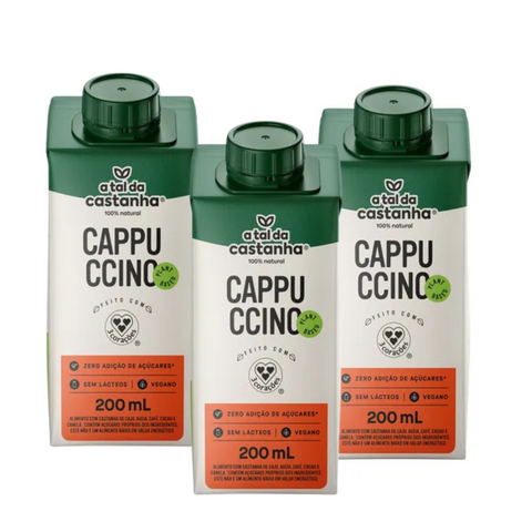KIT DE 3 BEBIDA CAPPUCCINO A BASE DE CASTANHA DE CAJU 200 ML