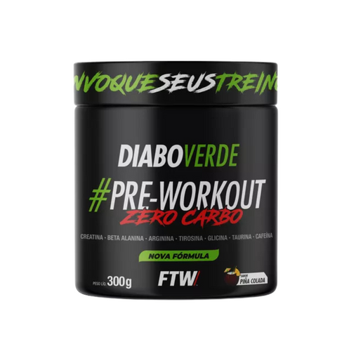 Pre Treino Pre Workout Zero Carbo Com Creatina Pote 300g DIABO VERDE