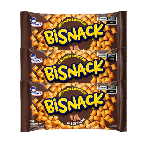 KIT 3 BISNACK SABOR BACON 80G