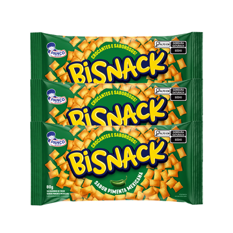 KIT 3 BISNACK SABOR PIMENTA MEXICANA 80G