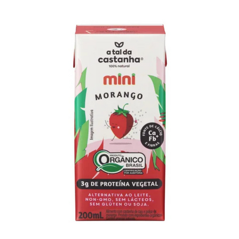 Bebida à Base de Castanha-de-Caju Orgânica Morango A Tal da Castanha Mini Caixa 200ml