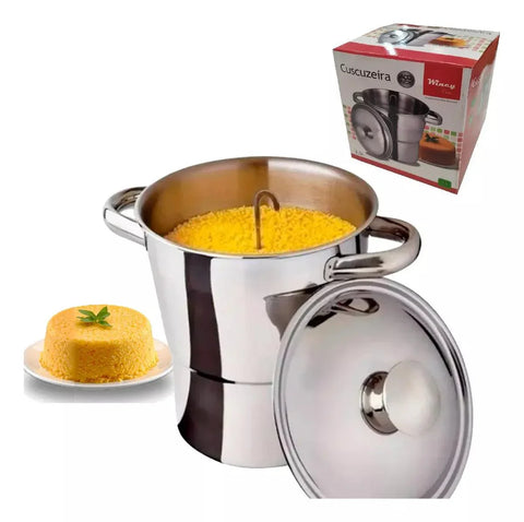 Cuscuzeira Fogão Indução Inox Panela 2,5 Litros Fratelli Cor Prateado