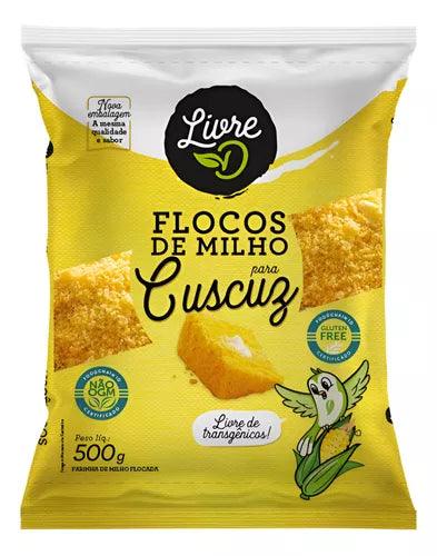 Flocos De Milho Para Cuscuz Livre De Transgênicos Sem Glúten 500g Livre - MEUBRASILONLINE