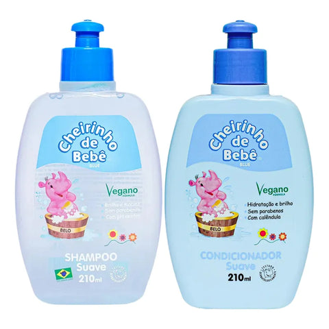 Kit Cheirinho de Bebe Azul 210ml (Shampoo+Condicionador)