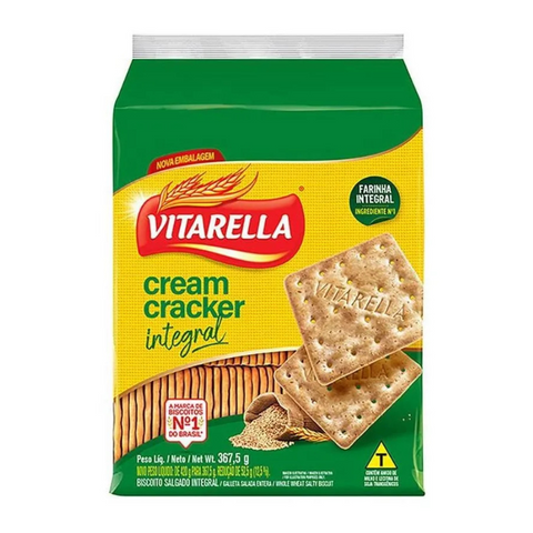 Biscoito Cream Cracker Integral Vitarella Pacote 367,5g